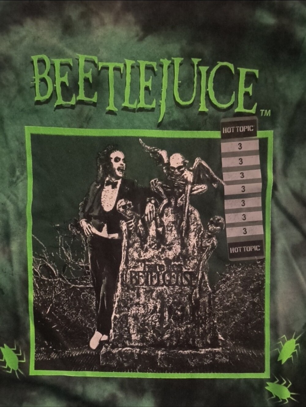 Beetlejuice Tombstone Green Tie-Dye Plus Size Crop T-Shirt Size 3 X